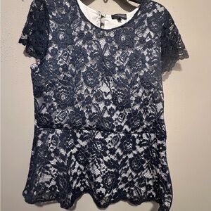 The Limited Navy Lace Blouse